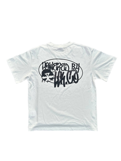 BLACK OG POWERED BY LLK.Co SHORT SLEEVE WHITE TEE